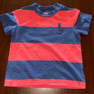 Baby boys Polo T-shirt in navy & red stripe